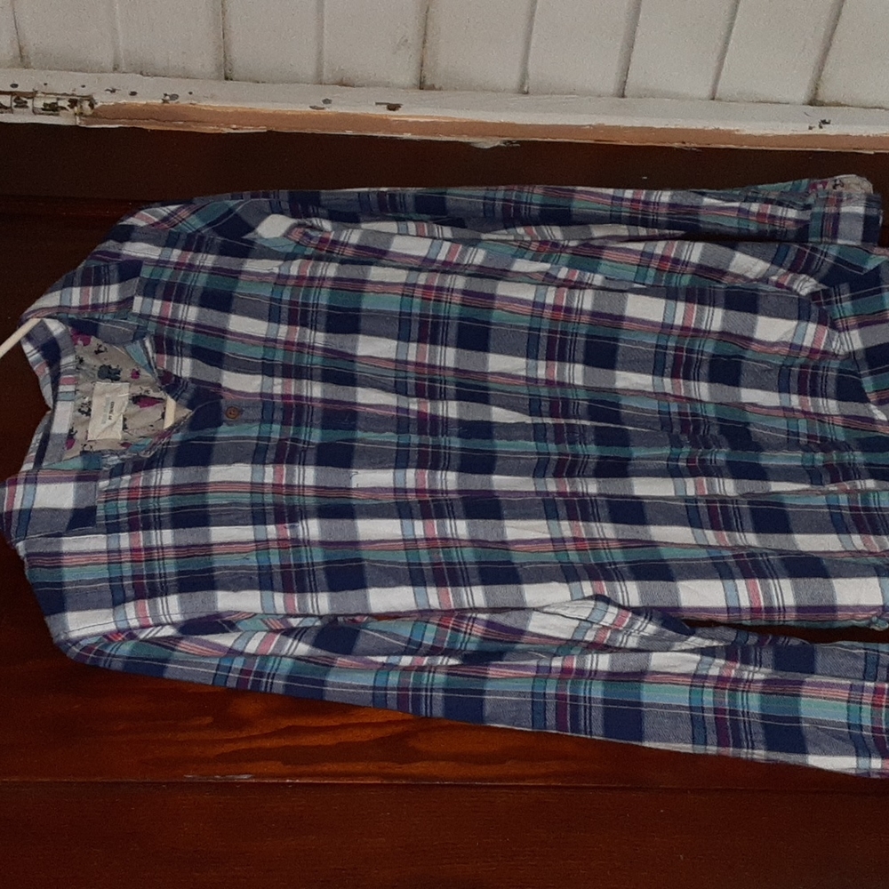 Birds of Paradise by Travata sz xs plaid flannel button down shirt